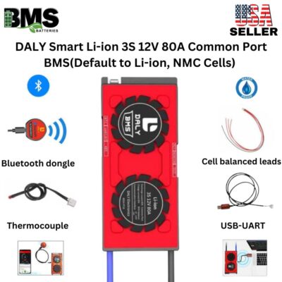 DALY Smart BMS 3S 12V 80A Lithium ion Battery Protection Module.