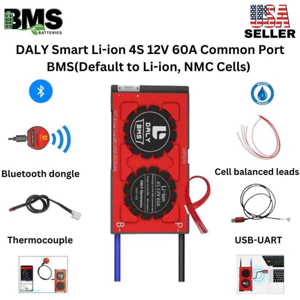 DALY Smart BMS 4S 12V 60A Lithium ion Battery Protection Module.