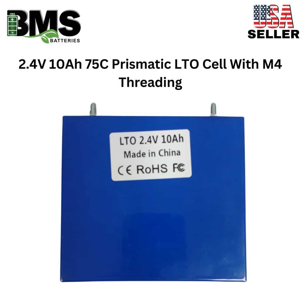 2.4V 10Ah 75C Prismatic LTO Cell With M4 Threading