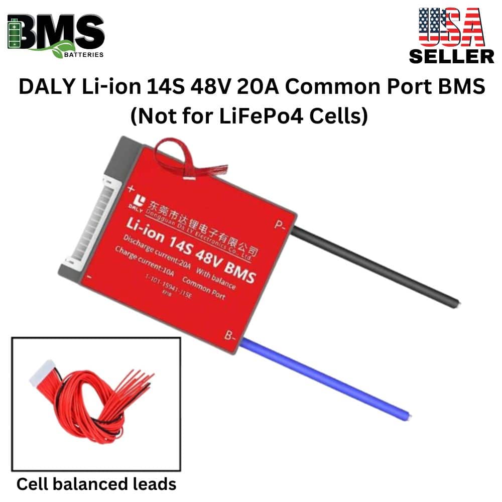 DALY BMS 14S 48V Lithium ion 20A Common Port Battery protection module.