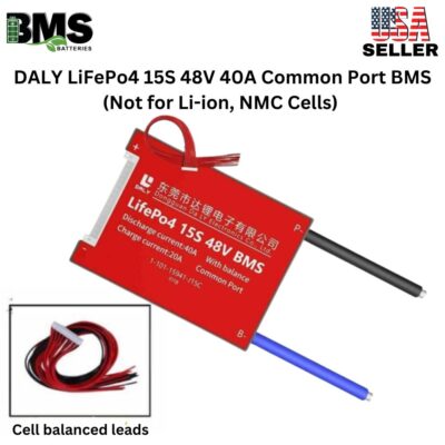 DALY BMS 15S 48V LiFePo4 40A Common Port Battery protection module.