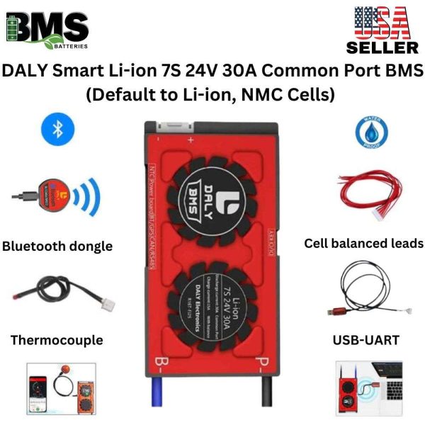 DALY Smart BMS 7S 24V 30A Lithium ion Battery Protection Module.