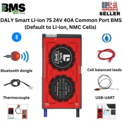DALY Smart BMS 7S 24V 40A Lithium ion Battery Protection Module.