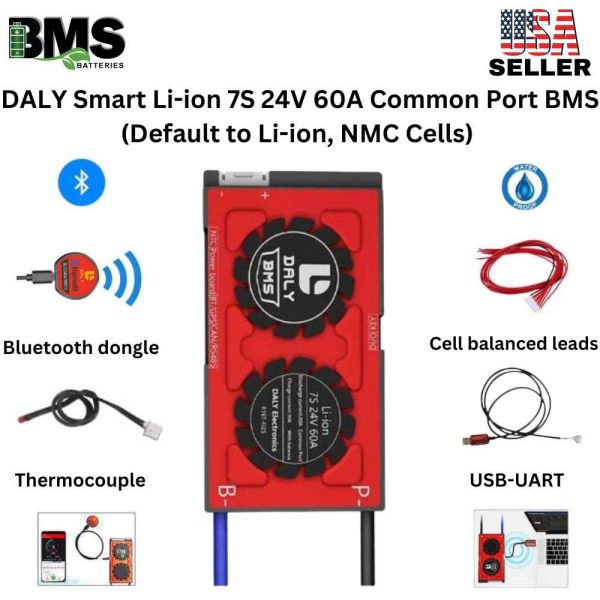 DALY Smart BMS 7S 24V 60A Lithium ion Battery Protection Module.