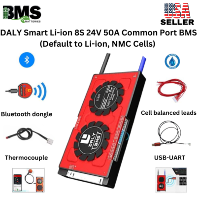 DALY Smart BMS 8S 24V 50A Lithium ion Battery Protection Module.