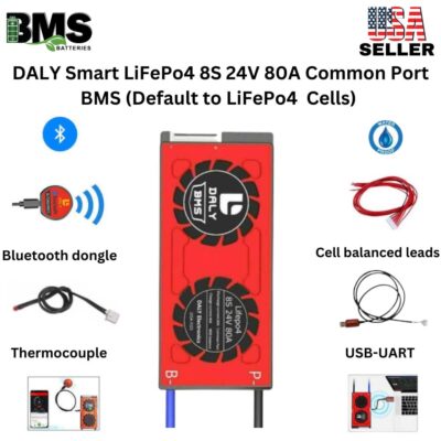 DALY Smart BMS 8S 24V 80A LiFePo4 Battery Protection Module