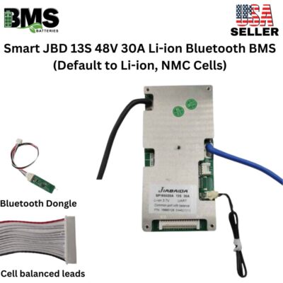Smart Jiabaida (JBD) 13S 48V 30A Lithium ion Common Port Battery protection module.