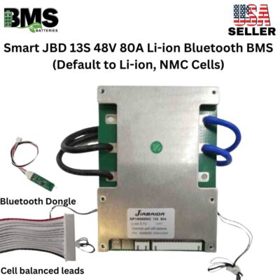 Smart Jiabaida (JBD) 13S 48V 80A Lithium ion Common Port Battery protection module.