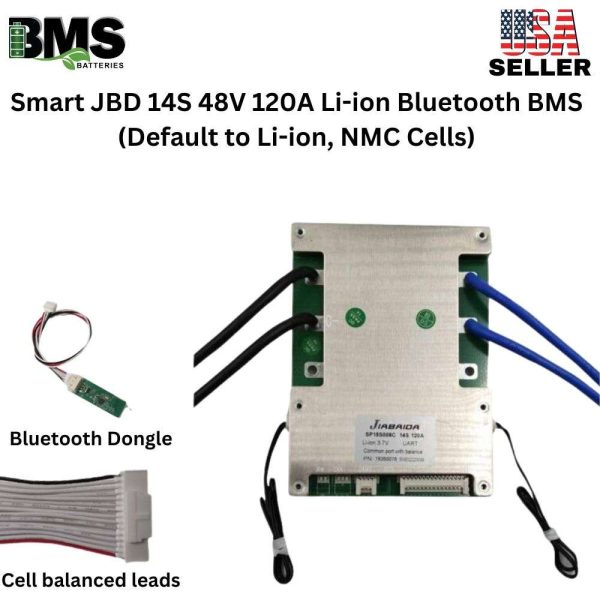 Smart Jiabaida (JBD) 14S 48V 120A Lithium ion Common Port Battery protection module.