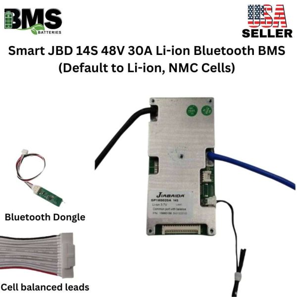 Smart Jiabaida (JBD) 14S 48V 30A Lithium ion Common Port Battery protection module.