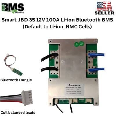 Smart Jiabaida (JBD) 3S 12V 100A Lithium ion Common Port Battery protection module.