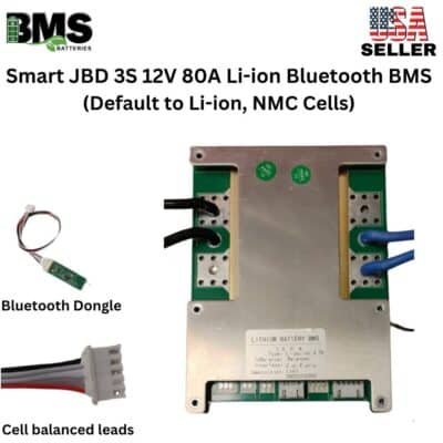 Smart Jiabaida (JBD) 3S 12V 80A Lithium ion Common Port Battery protection module.