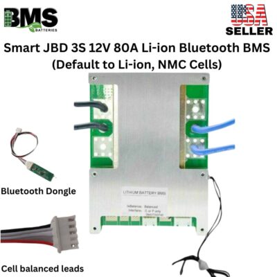 Smart Jiabaida (JBD) 3S 12V 80A Lithium ion Common Port Battery protection module.