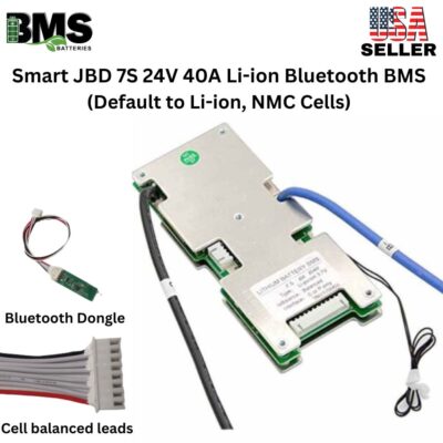 Smart Jiabaida (JBD) 7S 24V 40A Lithium ion Common Port Battery protection module.