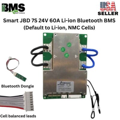 Smart Jiabaida (JBD) 7S 24V 60A Lithium ion Common Port Battery protection module.