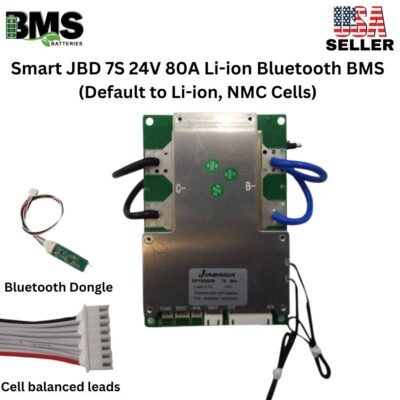 Smart Jiabaida (JBD) 7S 24V 80A Lithium ion Common Port Battery protection module.