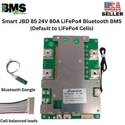 Smart Jiabaida (JBD) 8S 24V 80A LiFePo4 Common Port Battery protection module.
