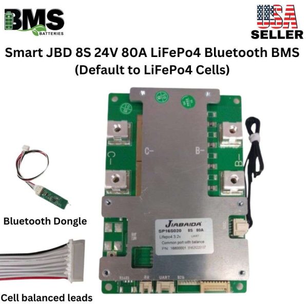 Smart Jiabaida (JBD) 8S 24V 80A LiFePo4 Common Port Battery protection module.