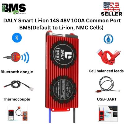 DALY Smart BMS 14S 48V 100A Lithium ion Battery Protection Module.