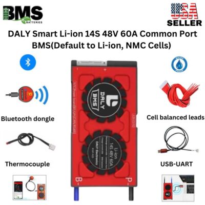 DALY Smart BMS 14S 48V 60A Lithium ion Battery Protection Module.