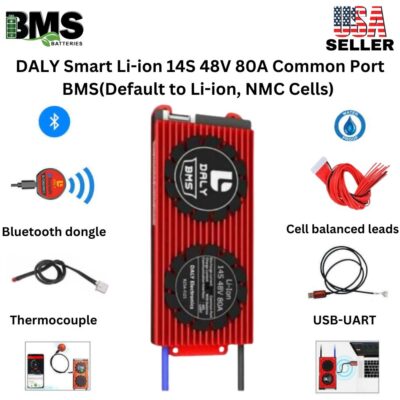 DALY Smart BMS 14S 48V 80A Lithium ion Battery Protection Module.