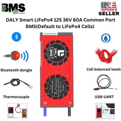 DALY Smart BMS 12S 36V 80A LiFePo4 Battery Protection Module