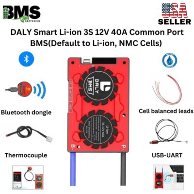 DALY Smart BMS 3S 12V 40A Lithium ion Battery Protection Module.