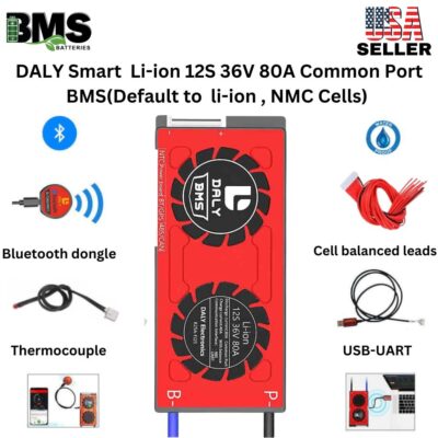 DALY Smart BMS 12S 36V 80A Lithium ion Battery Protection Module.