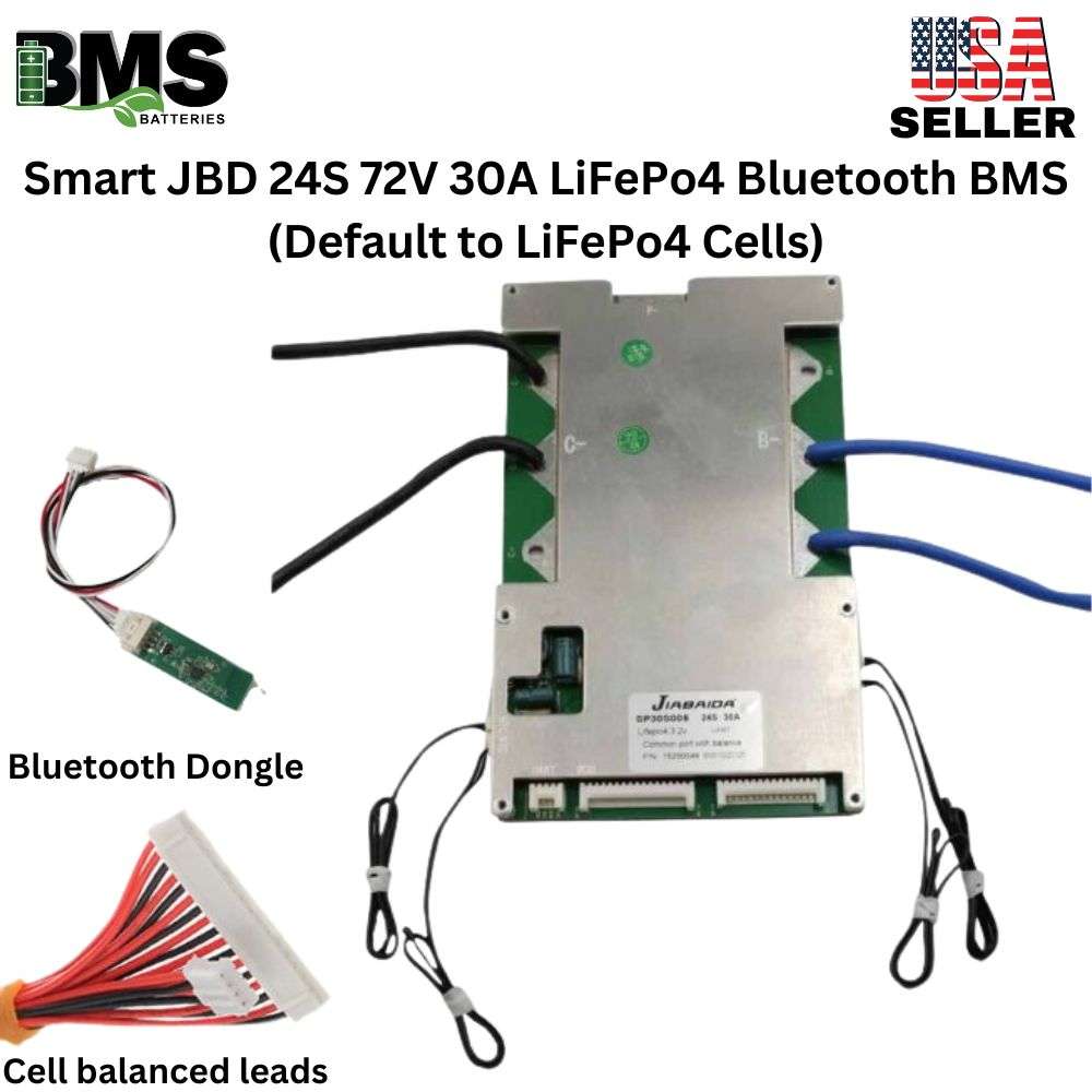 Smart Jiabaida (JBD) 24S 72V 30A LiFePo4 Common Port Battery protection module.