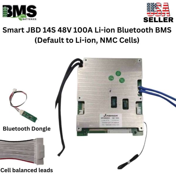 Smart Jiabaida (JBD) 14S 48V 100A Lithium ion Common Port Battery protection module.