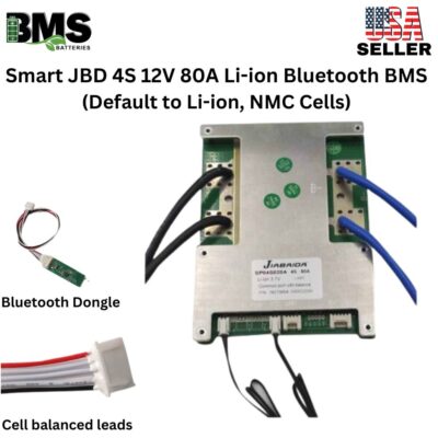 Smart Jiabaida (JBD) 4S 12V 80A Lithium ion Common Port Battery protection module.