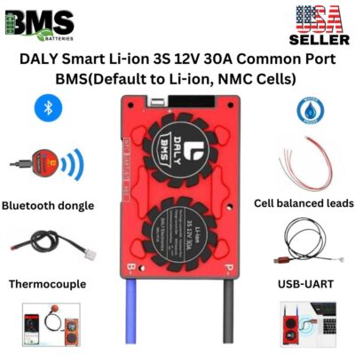 DALY Smart BMS 3S 12V 30A Lithium ion Battery Protection Module.