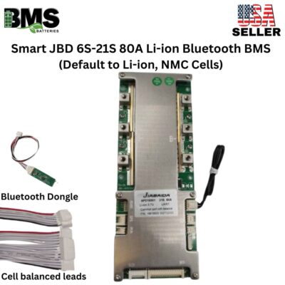 Jiabaida (JBD) Smart BMS 6S-21S  80A Li-Ion Battery Protection Module with Bluetooth Dongle BMS