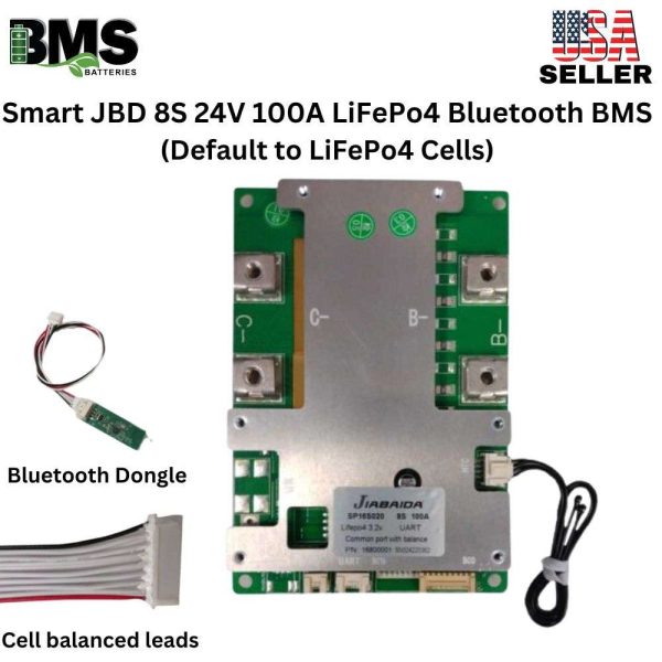 Smart Jiabaida (JBD) 8S 24V 100A LiFePo4 Common Port Battery protection module.