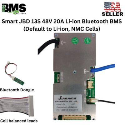 Smart Jiabaida (JBD) 13S 48V 20A Lithium ion Common Port Battery protection module.