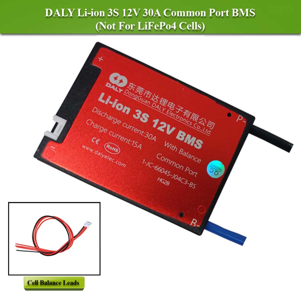 Daly BMS 3S 12V Lithium ion 30A Common Port Battery protection module ...