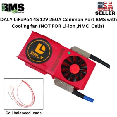 DALY BMS 4S 12V LiFePo4 250A Common Port Battery protection module with cooling fan