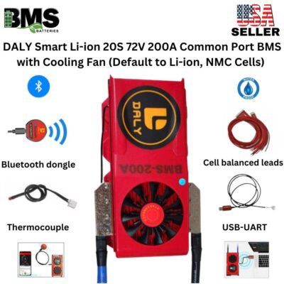 DALY Smart BMS 20S 72V 200A Lithium ion Battery Protection Module with cooling fan