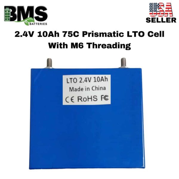 2.4V 10Ah 75C Prismatic LTO Cell With M6 Threading