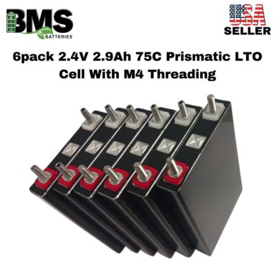 6pack 2.4V 2.9Ah 75C Prismatic LTO Cell With M4 Threading