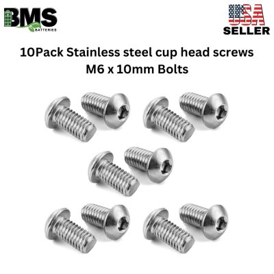 10Pack Stainless steel cup head screws M6 x 10mm Bolts