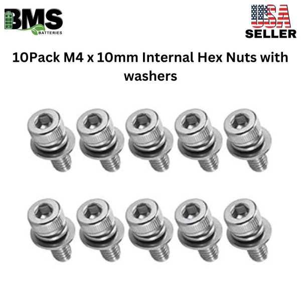 10Pack M4 x 10mm Internal Hex Nuts with washers