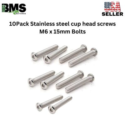 10Pack Stainless steel cup head screws M6 x 15mm Bolts