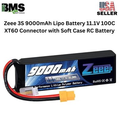 Zeee 3S 9000mAh Lipo Battery 11.1V 100C XT60 Connector with Soft Case RC Battery