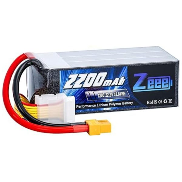 Zeee 6S 2200mAh Lipo Battery 22.2V 120C XT60 Connector with Soft Case RC Battery