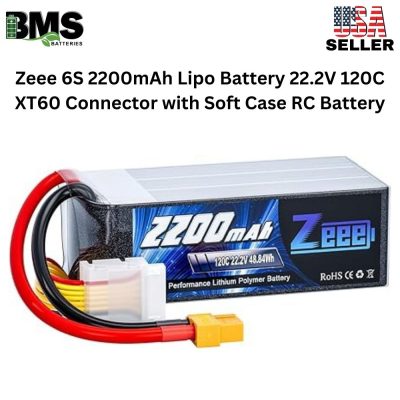Zeee 6S 2200mAh Lipo Battery 22.2V 120C XT60 Connector with Soft Case RC Battery