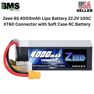 Zeee 6S 4000mAh Lipo Battery 22.2V 100C XT60 Connector with Soft Case RC Battery