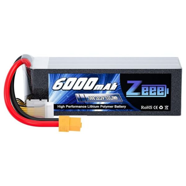 Zeee 6S 6000mAh Lipo Battery 22.2V 100C XT60 Connector with Soft Case RC Battery