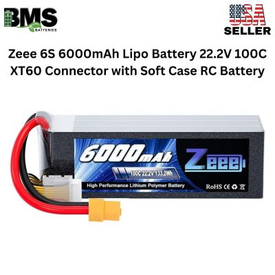 Zeee 6S 6000mAh Lipo Battery 22.2V 100C XT60 Connector with Soft Case RC Battery