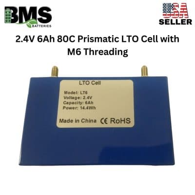 2.4V 6Ah 80C Prismatic LTO Cell with M6 Threading